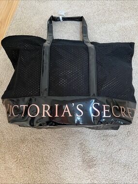 Victoria's Secret Jumbo Black Mesh Beach Bag